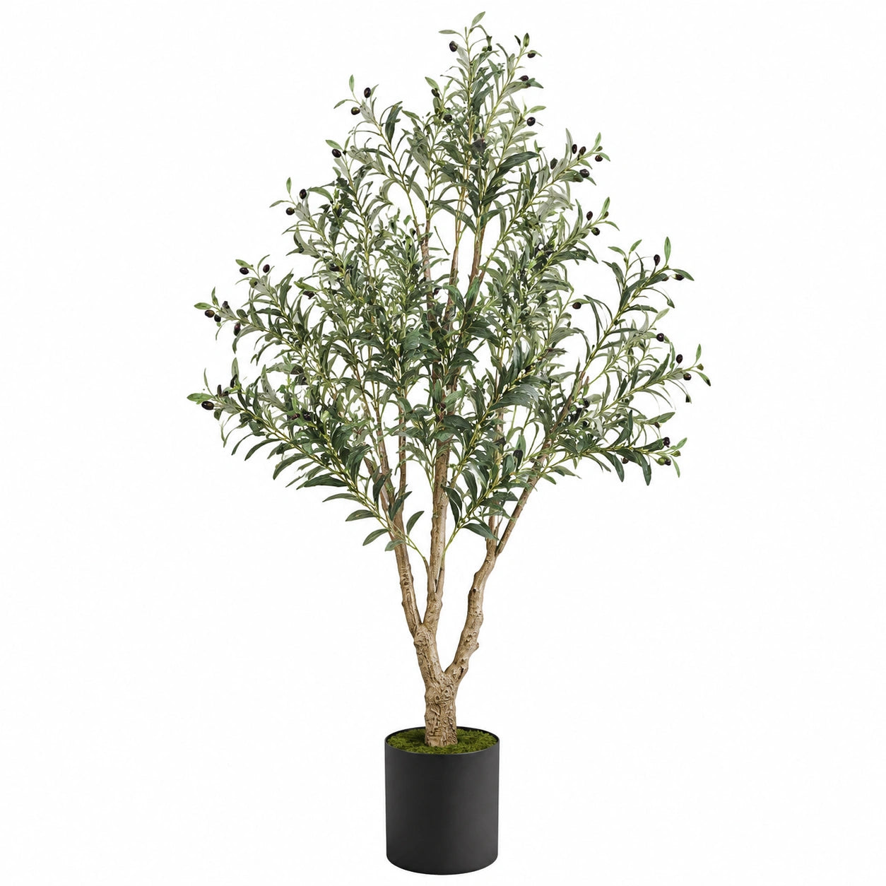 Olivier artificiel 180 cm en plastique vert et noir avec pot décoratif pour intérieur