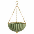 Pot de fleurs suspendu diamètre 30 cm en céramique verte et métal doré pour plantes style classique