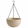 Pot de fleurs suspendu Ø 30 cm en céramique beige avec chaînes métalliques pour intérieur et extérieur