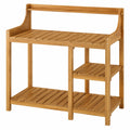Table de jardinage 100 x 50 x 150 cm en bois naturel avec étagères de rangement