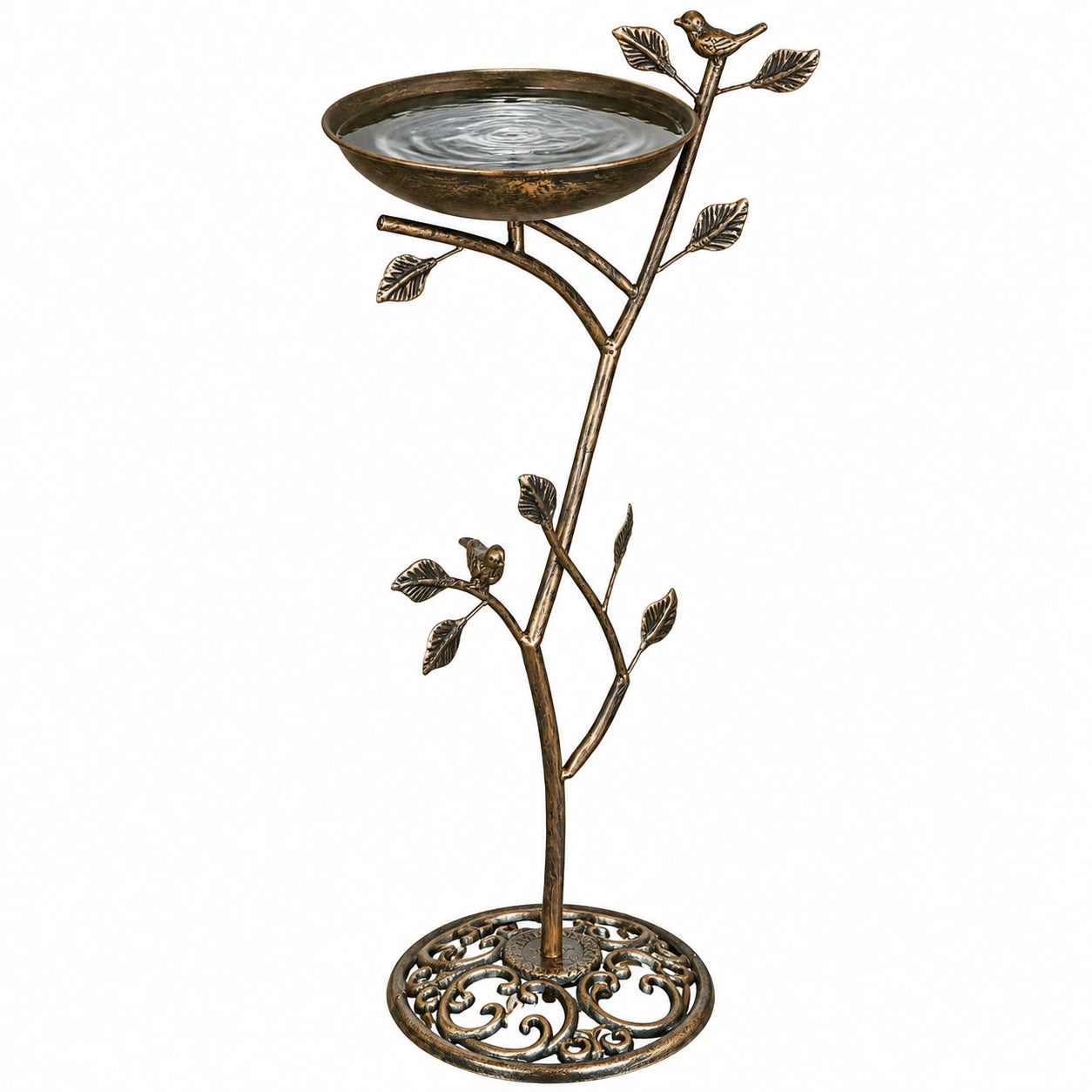 Bain d oiseaux Ø 40 cm H 100 cm en métal bronze sur pied décoratif jardin