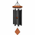 Carillon éolien 80 cm en métal noir et bois décoratif suspendu