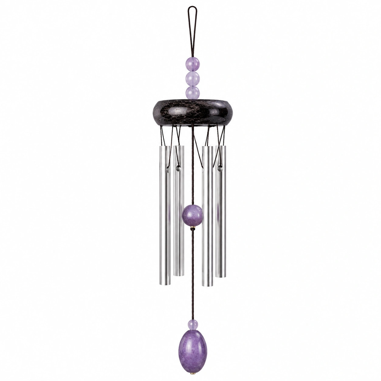 Carillon à vent 75 cm aluminium violet noir à suspendre décoratif