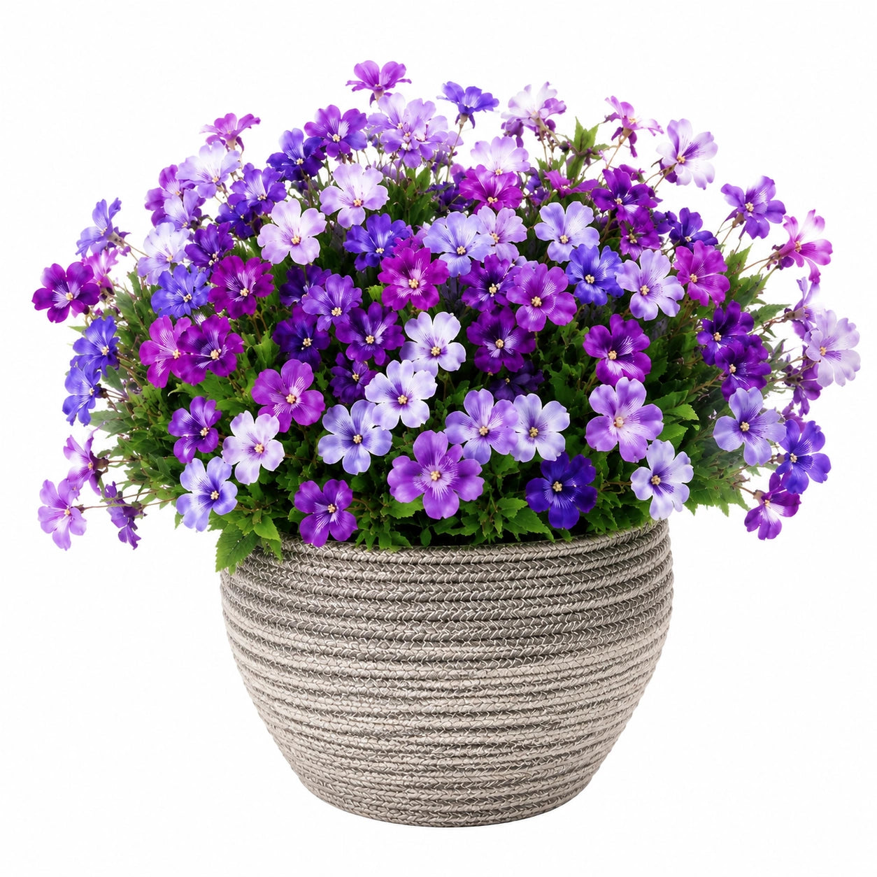 Plante artificielle en pot 45 cm fleurs violettes feuillage vert décoration intérieure