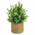 Plante artificielle en pot 35 cm feuillage vert pot tressé décoratif